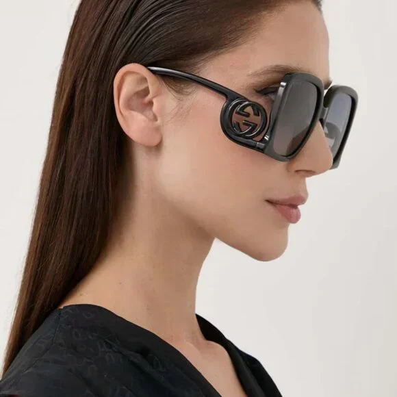 NEW GG1326S 007 GUCCI SUNGLASSES OVERSIZED DARK HAVANA WOMEN EYEWEAR GUCCI - Picture 4 of 12